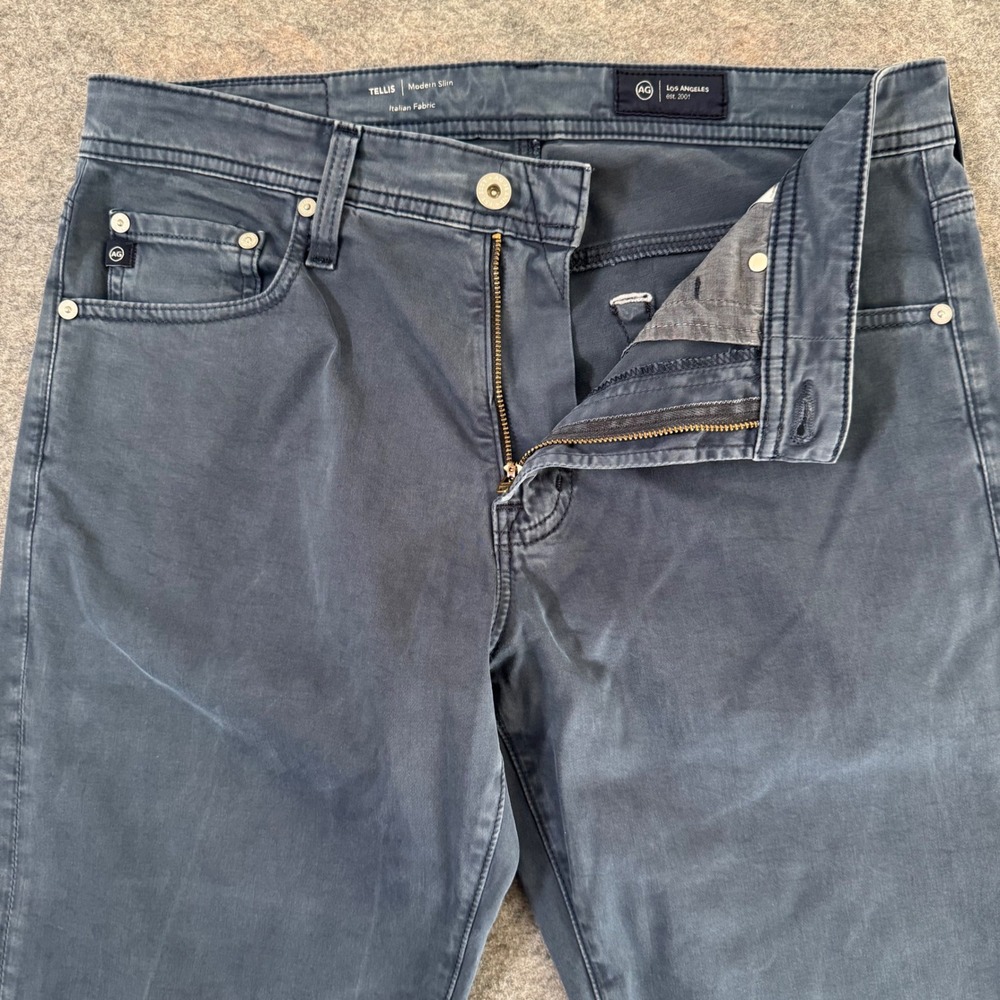 AG Adriano Goldschmied 31x30 Blue Tellis Modern Slim Italian Fabric Mens Pants - Picture 6 of 12